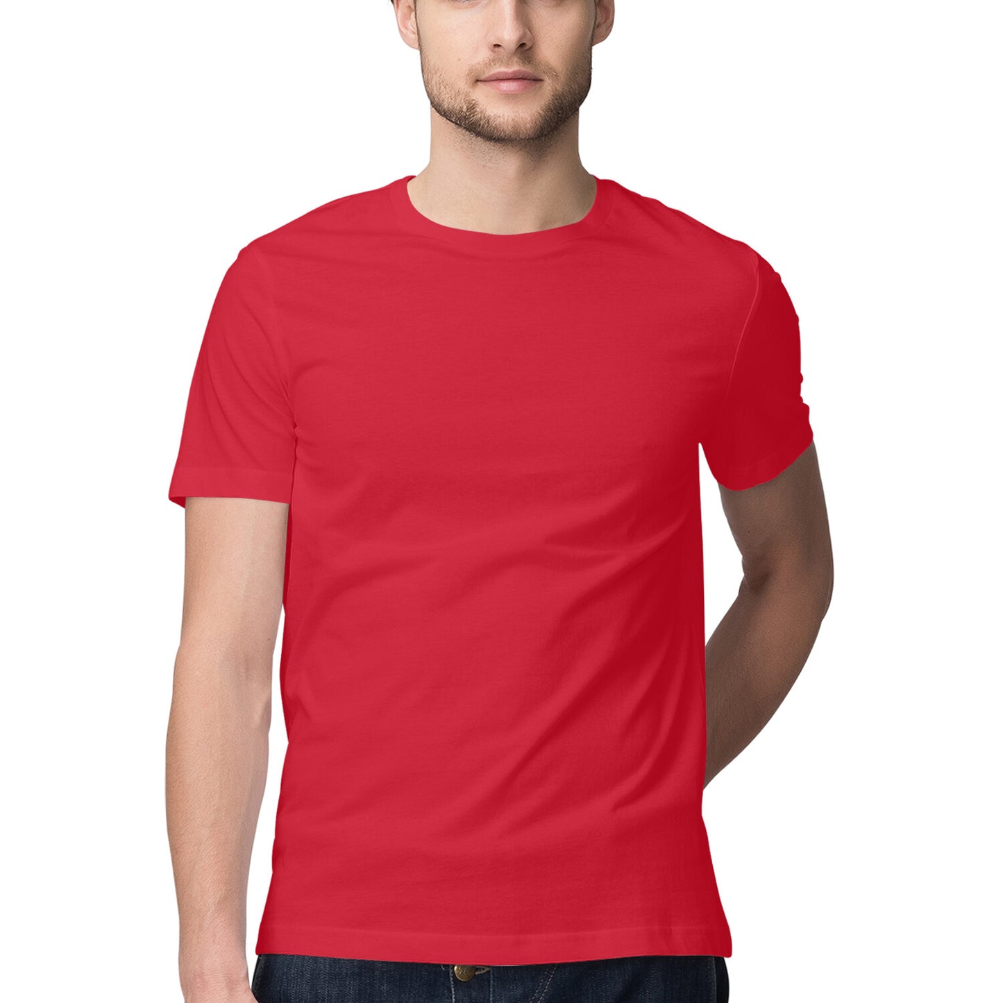 Solid men's round neck cotton t-shirt