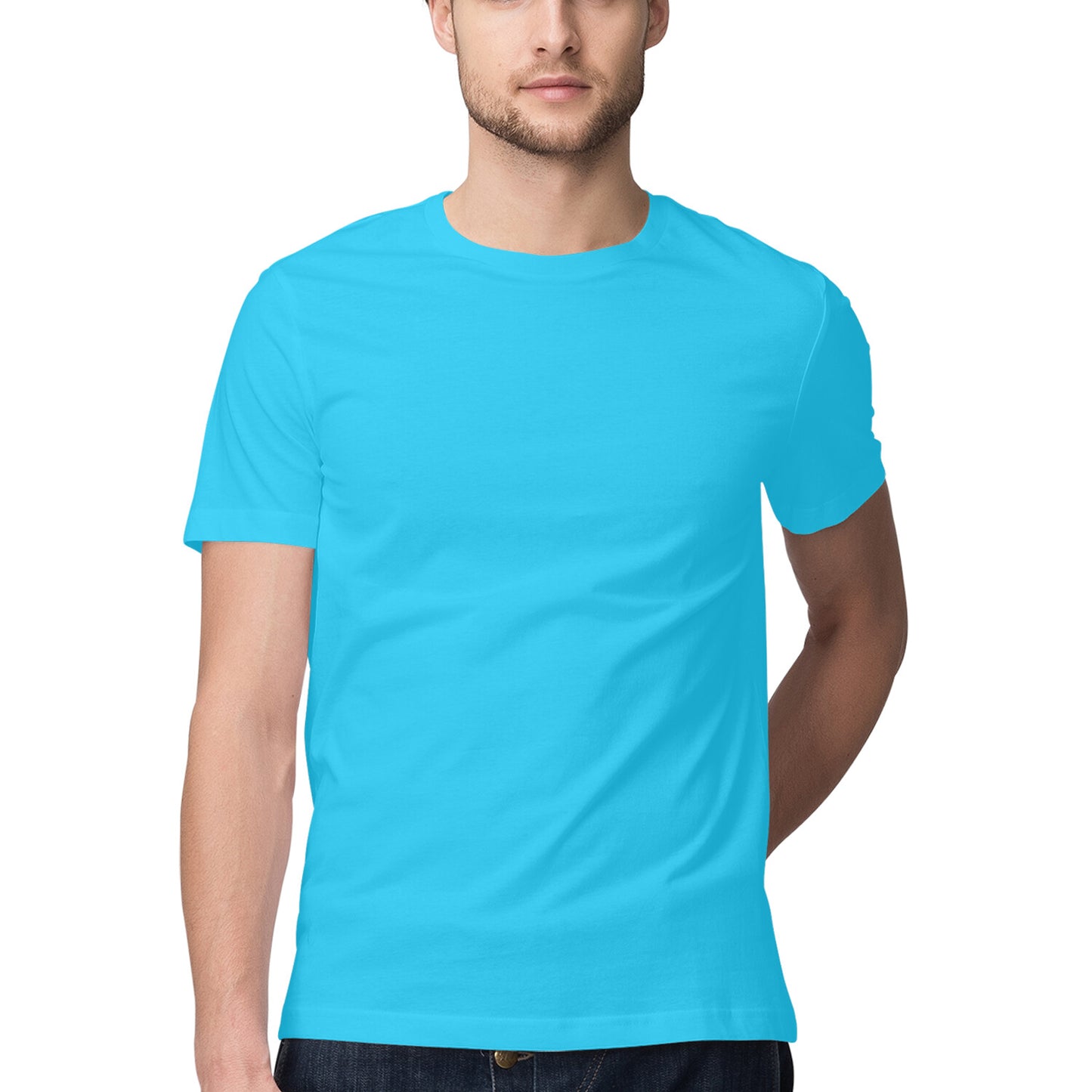 Solid men's round neck cotton t-shirt