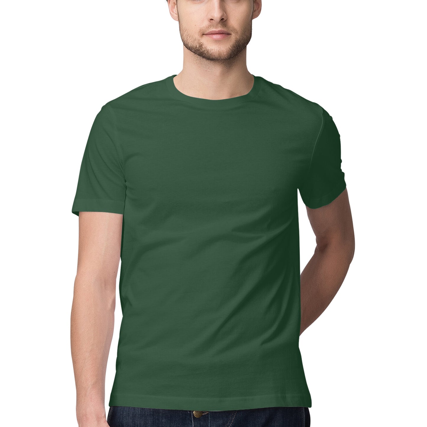 Solid men's round neck cotton t-shirt