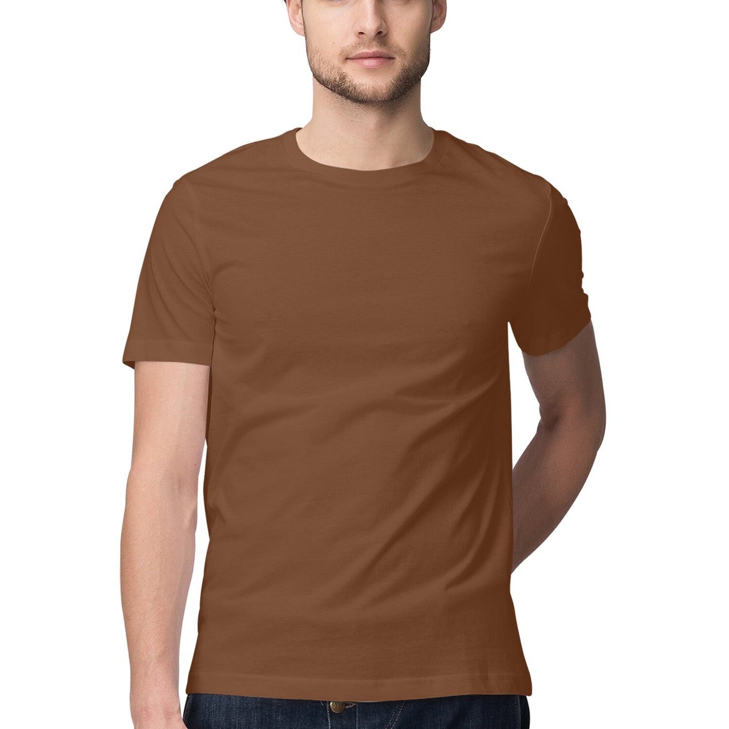 Solid men's round neck cotton t-shirt