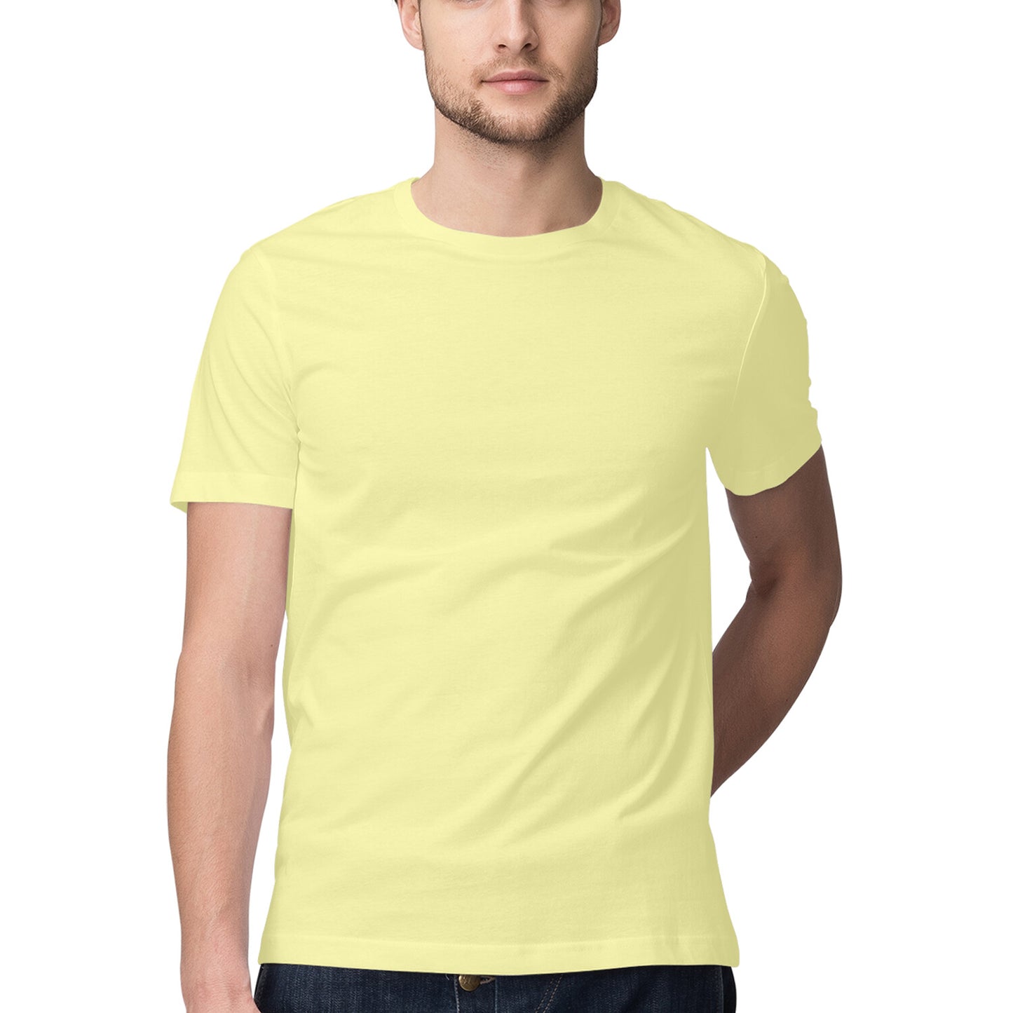 Solid men's round neck cotton t-shirt