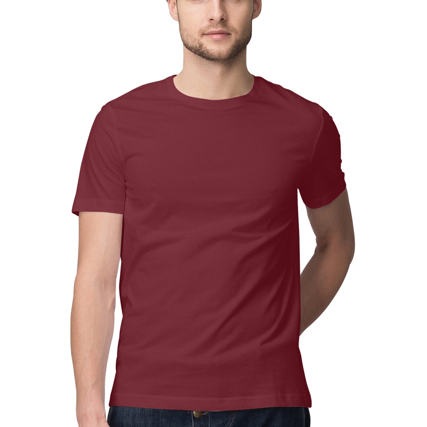 Solid men's round neck cotton t-shirt