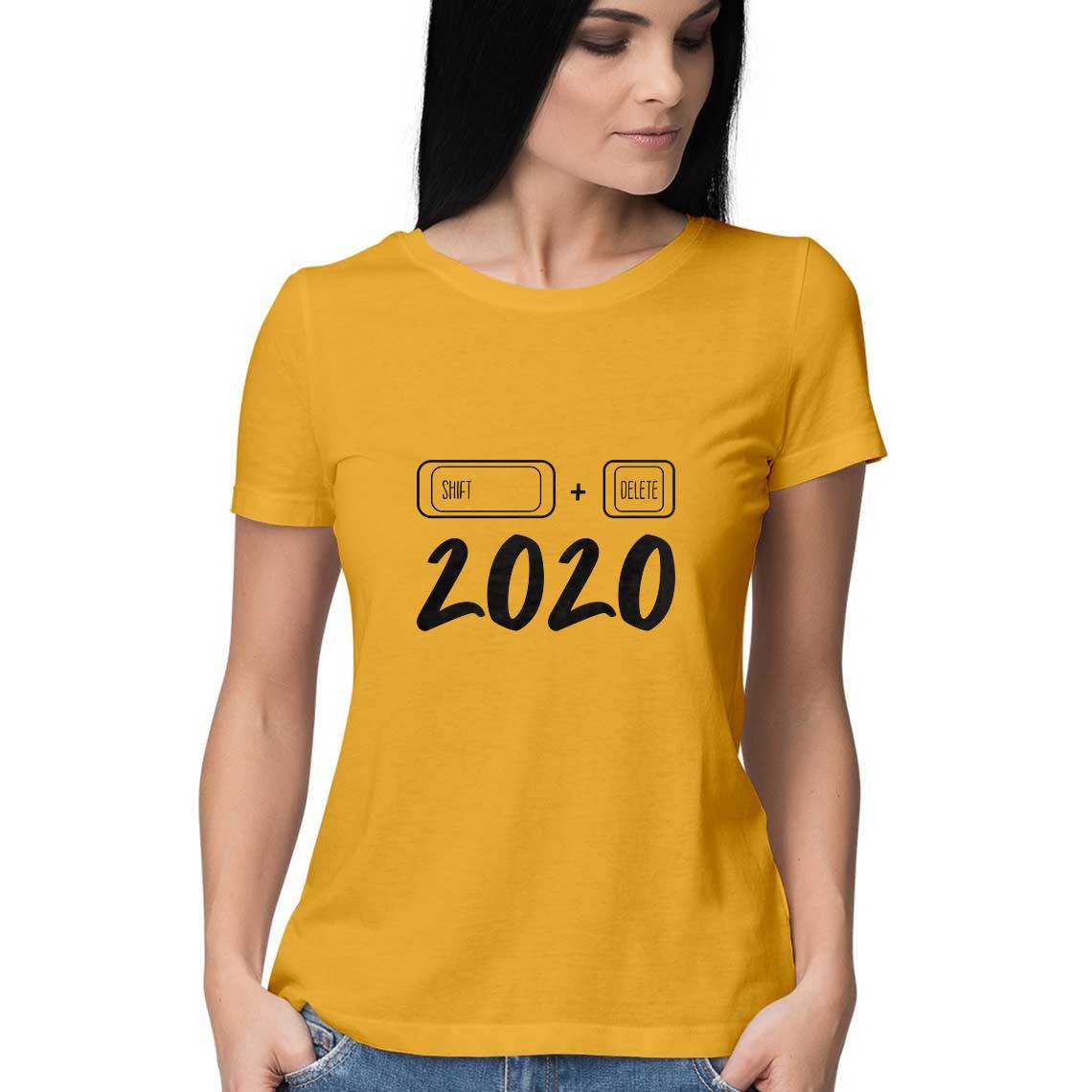 Shift+Delete+2020. T-shirt for women with lockdown message from