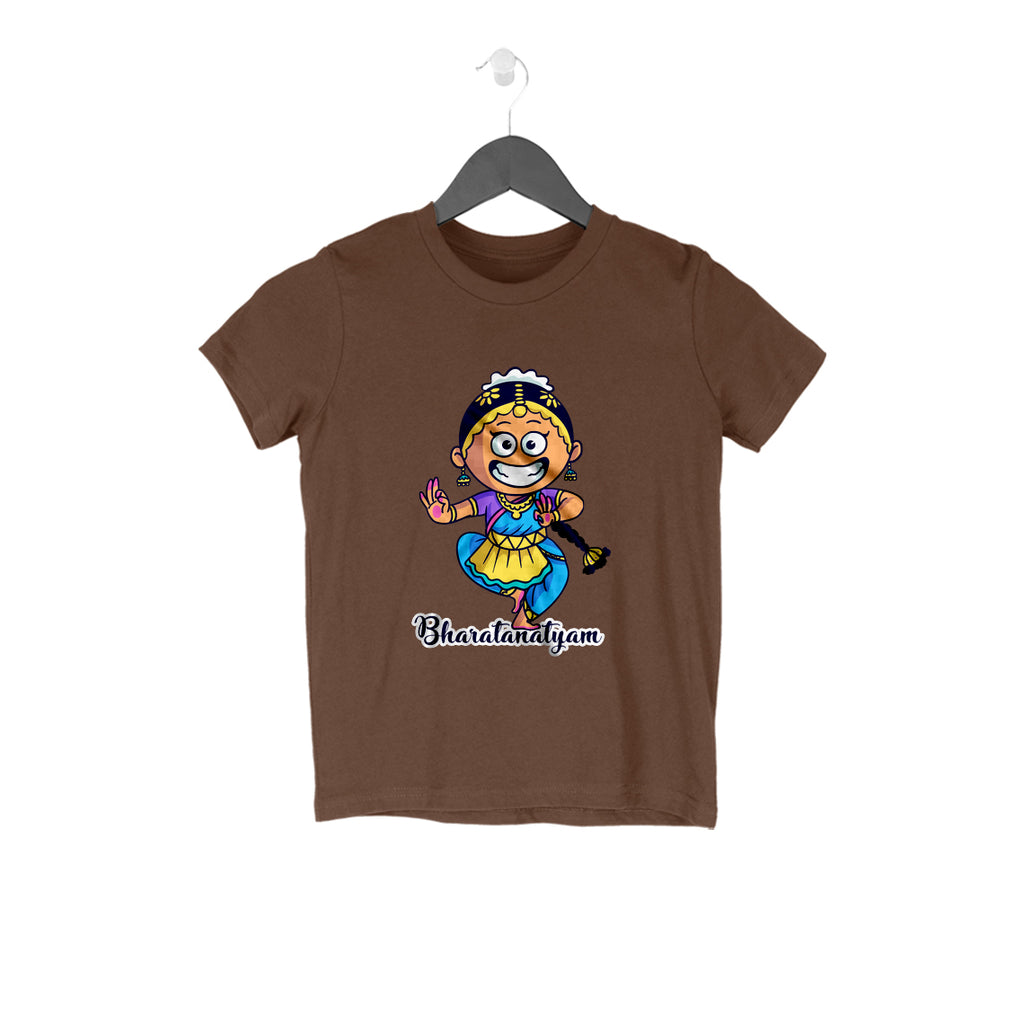 Bharatanatyam girls t shirts & boys t shirts. Chocolate brown t shirt boy. Chocolate brown  t shirt girl.