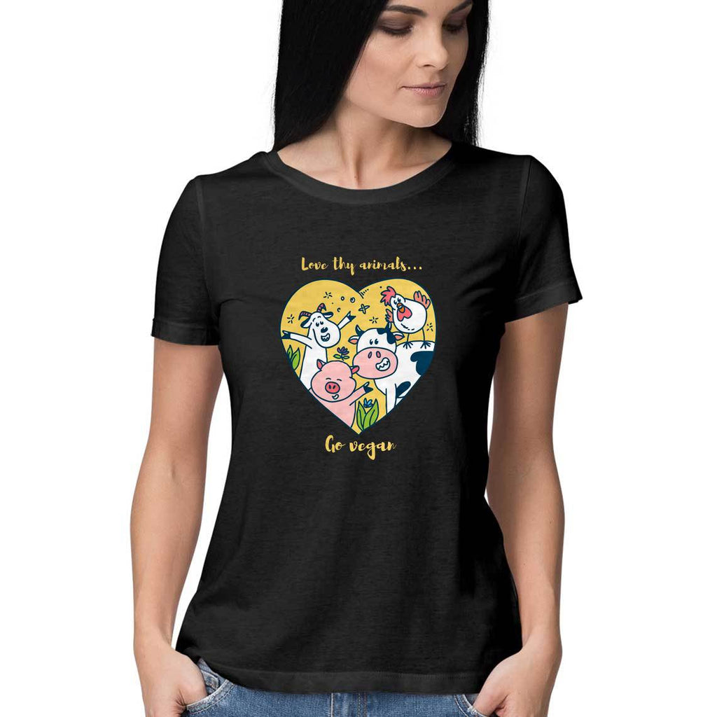 Love animals? Go vegan t shirt for women