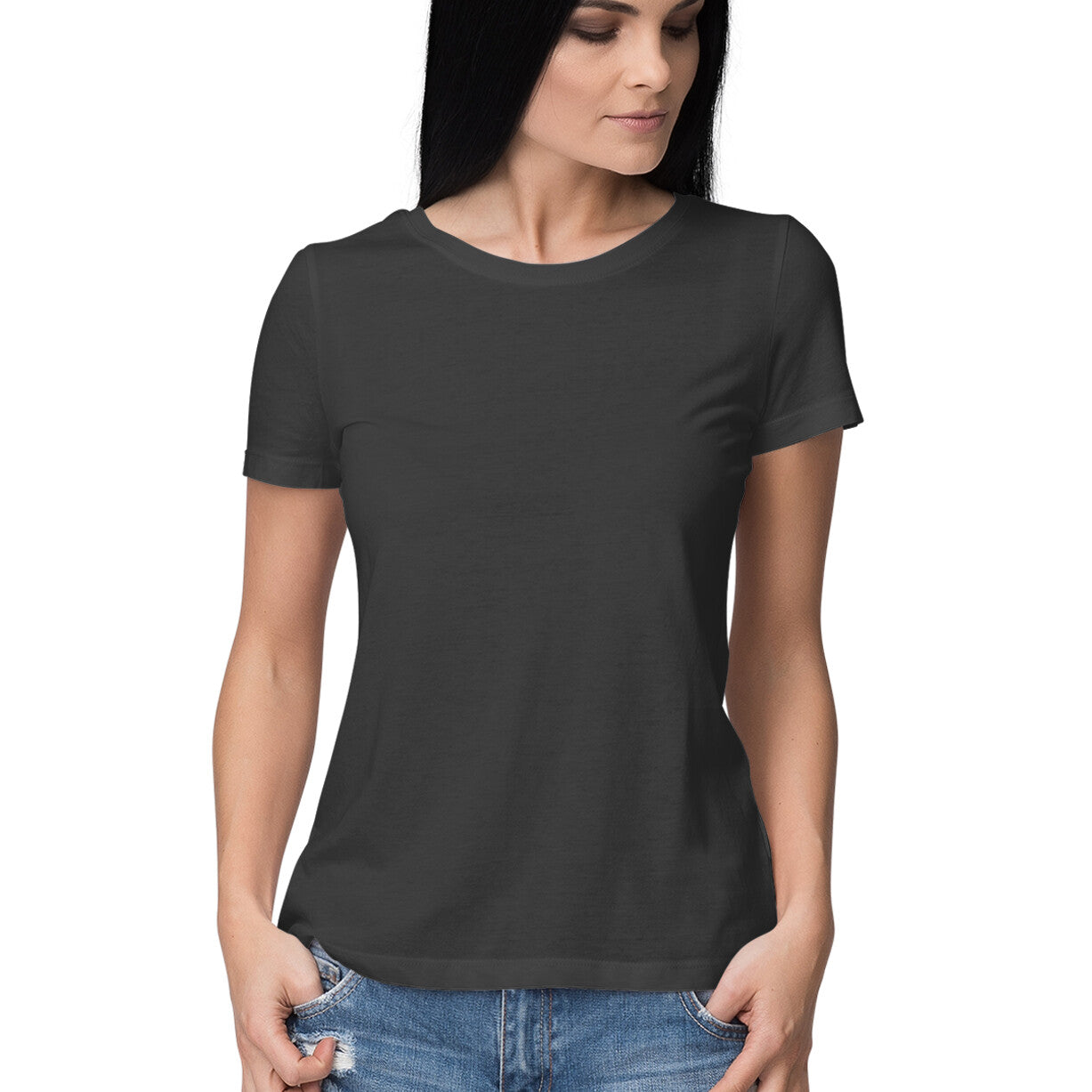 Solid women's round neck cotton t-shirt