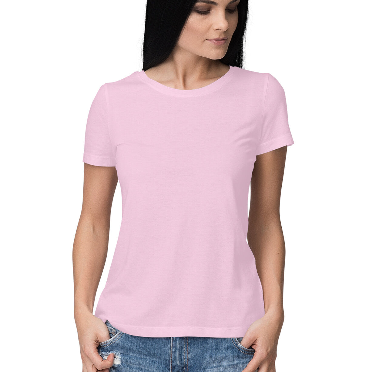 Solid women's round neck cotton t-shirt