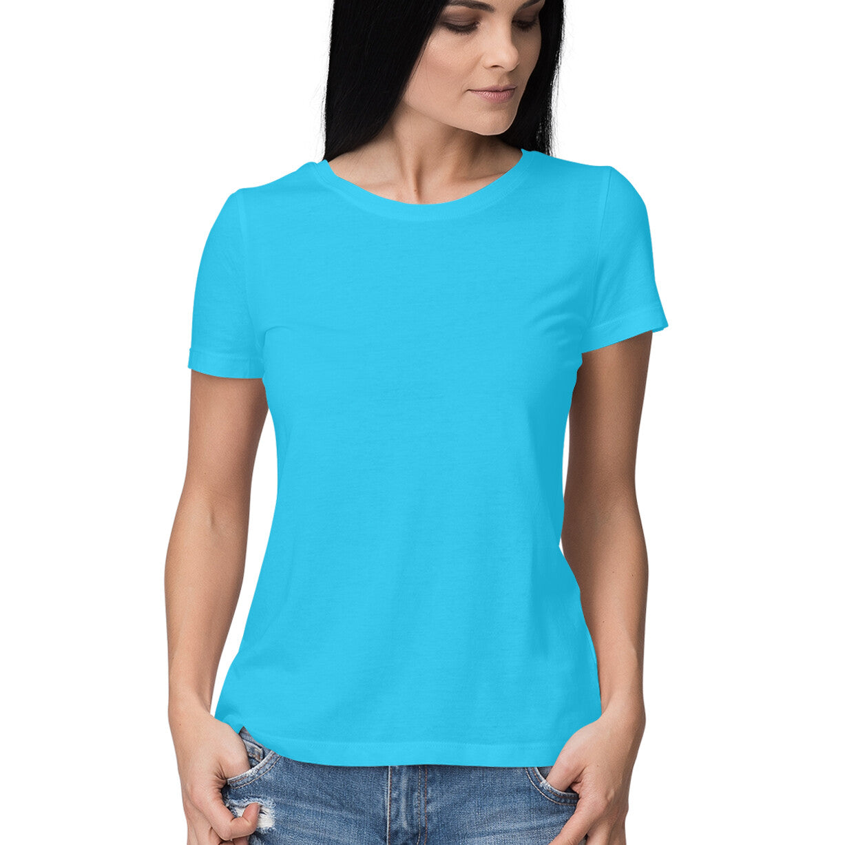 Solid women's round neck cotton t-shirt