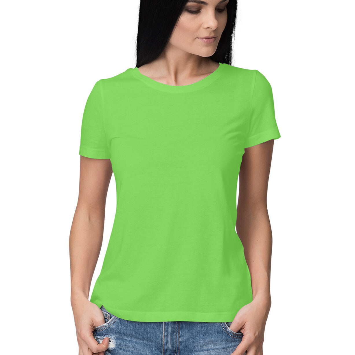 Solid women's round neck cotton t-shirt