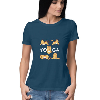 Poses of yoga is a women’s yoga t shirt from Simply Urself. Navy blue t shirt for women. 100% cotton, round neck. Perfect for all day wear