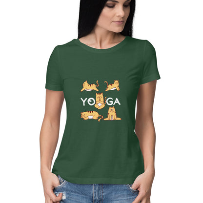 Poses of yoga is a women’s yoga t shirt from Simply Urself. Olive green t shirt for women. 100% cotton, round neck. Perfect for all day wear