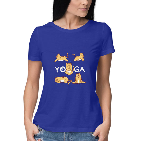 Poses of yoga is a women’s yoga t shirt from Simply Urself. Royal blue t shirt for women. 100% cotton, round neck. Perfect for all day wear
